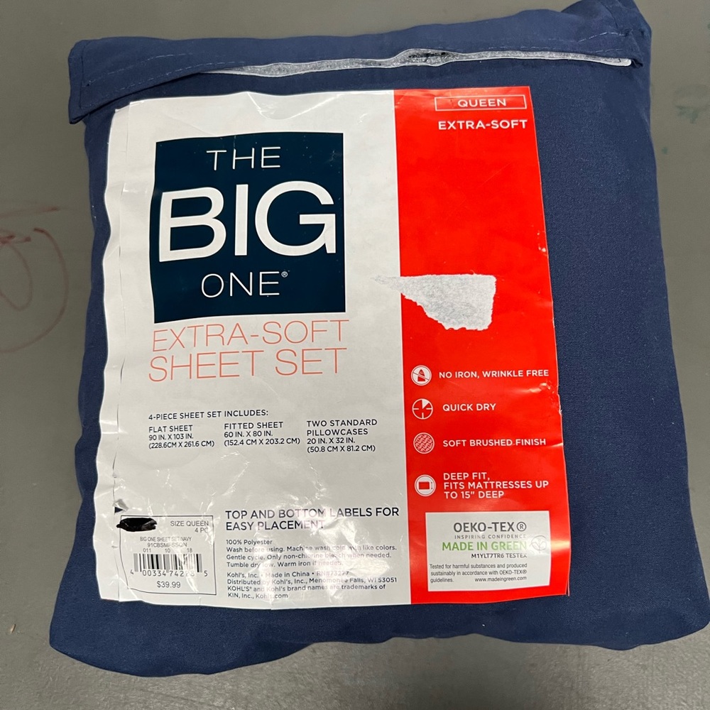 The big one queen sheet set blue